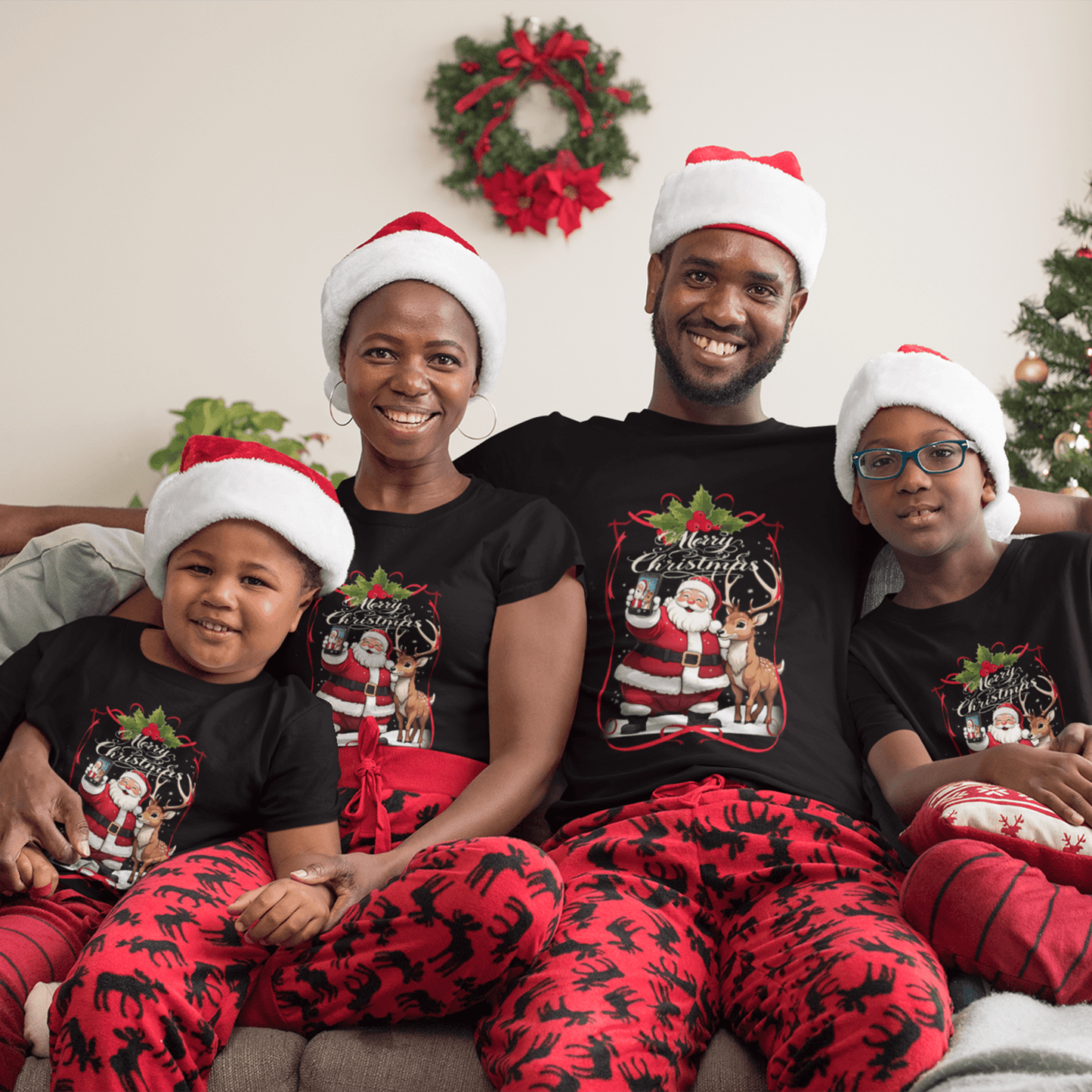 Selfie with Santa T-shirt by Smarteez – Fun Santa Claus design perfect for Christmas celebrations and family photos