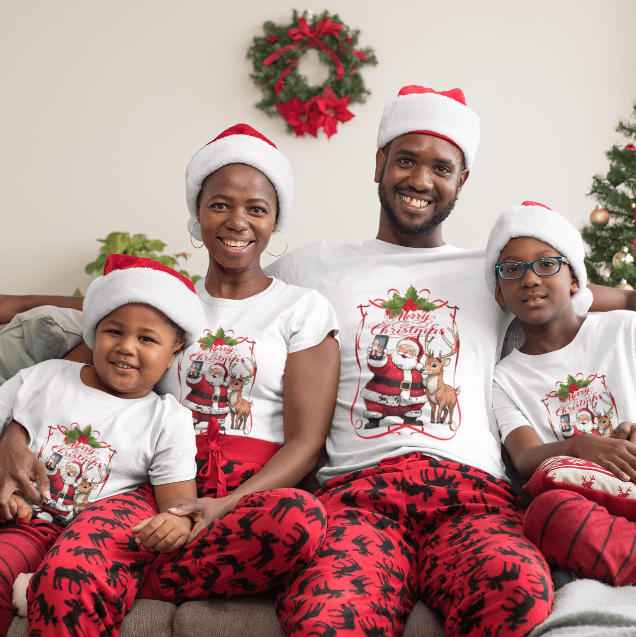 Selfie with Santa T-shirt by Smarteez – Fun Santa Claus design perfect for Christmas celebrations and family photos