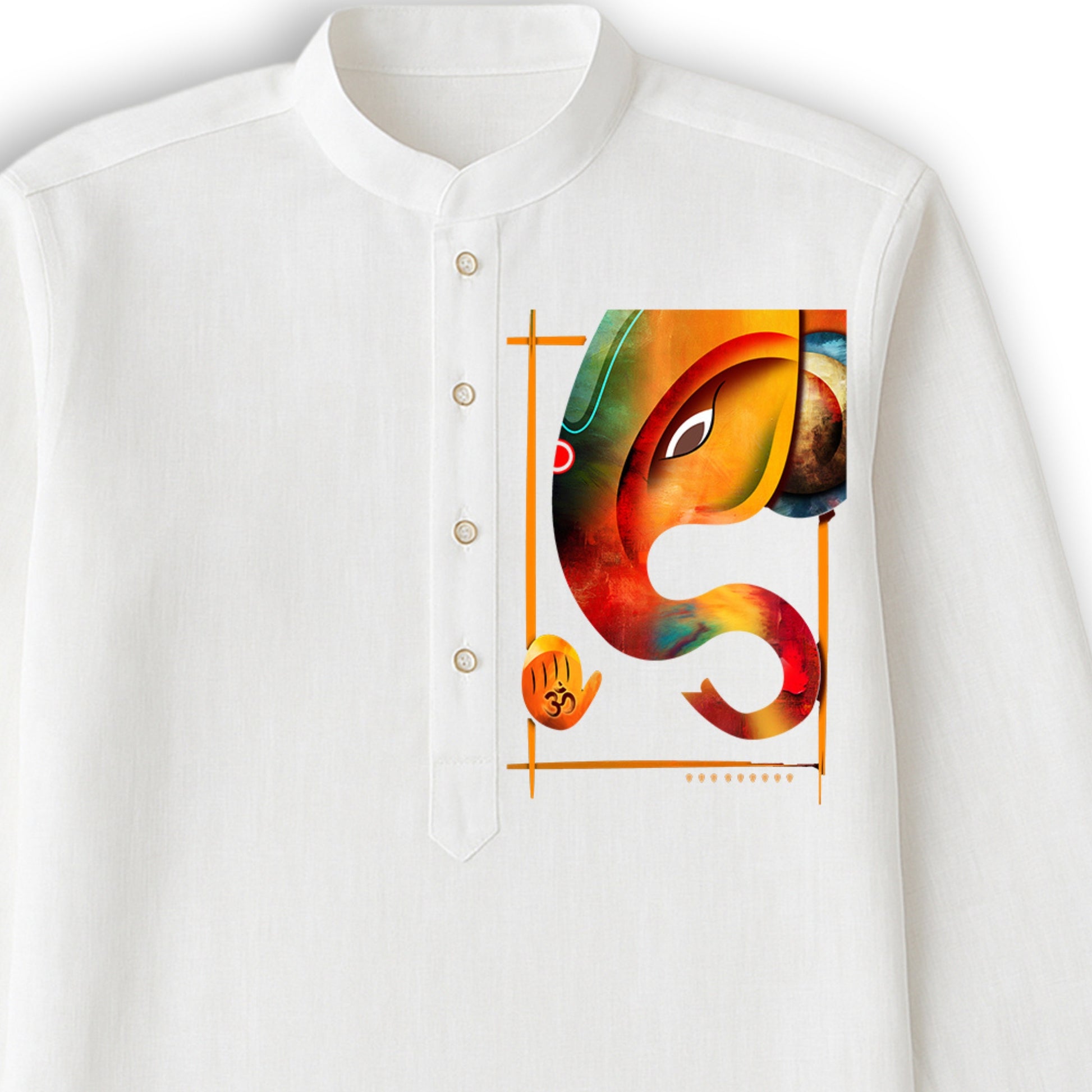 Shree Ganesh – Festive Cotton Kurta (Panjabi) with Abstract Ganesha Motif