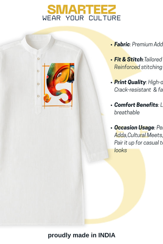 Shree Ganesh – Festive Cotton Kurta (Panjabi) with Abstract Ganesha Motif