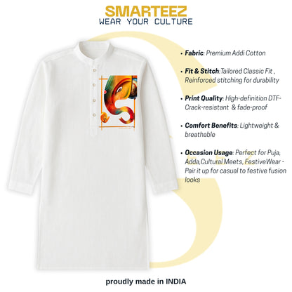 Shree Ganesh – Festive Cotton Kurta (Panjabi) with Abstract Ganesha Motif