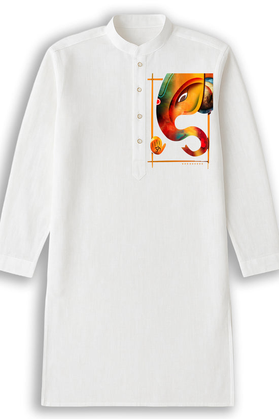 Shree Ganesh – Festive Cotton Kurta (Panjabi) with Abstract Ganesha Motif