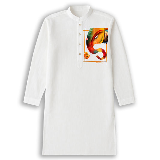 Shree Ganesh – Festive Cotton Kurta (Panjabi) with Abstract Ganesha Motif