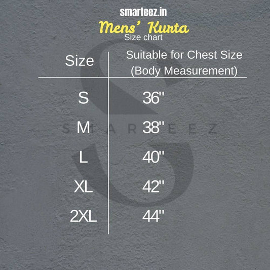 Smarteez Mens Kurta (Punjabi) Size Chart