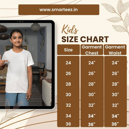 Smarteez Size Chart for Kids Tshirt