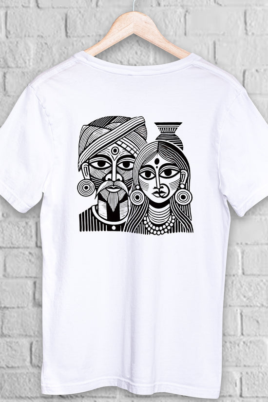 The Tribal Couple – Artistic Graphic T-Shirt in Black & White