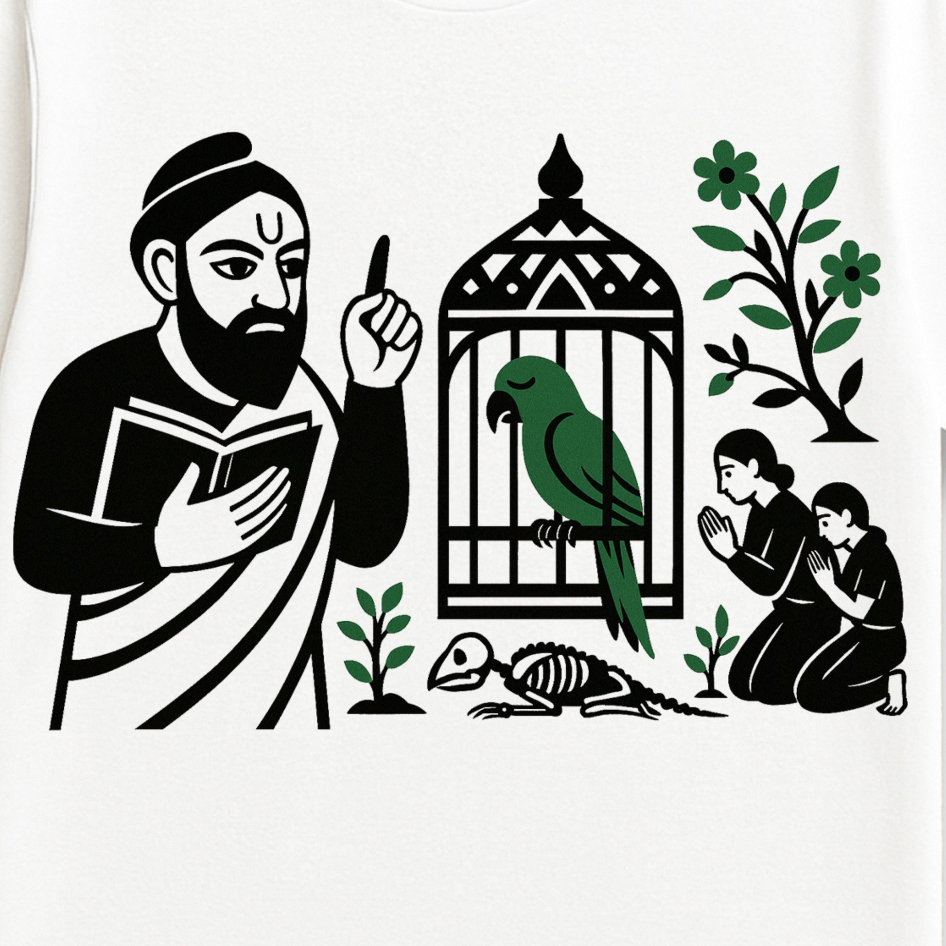 Totakahini – Bengali Graphic T-Shirt from Tagore’s Caged Parrot Story