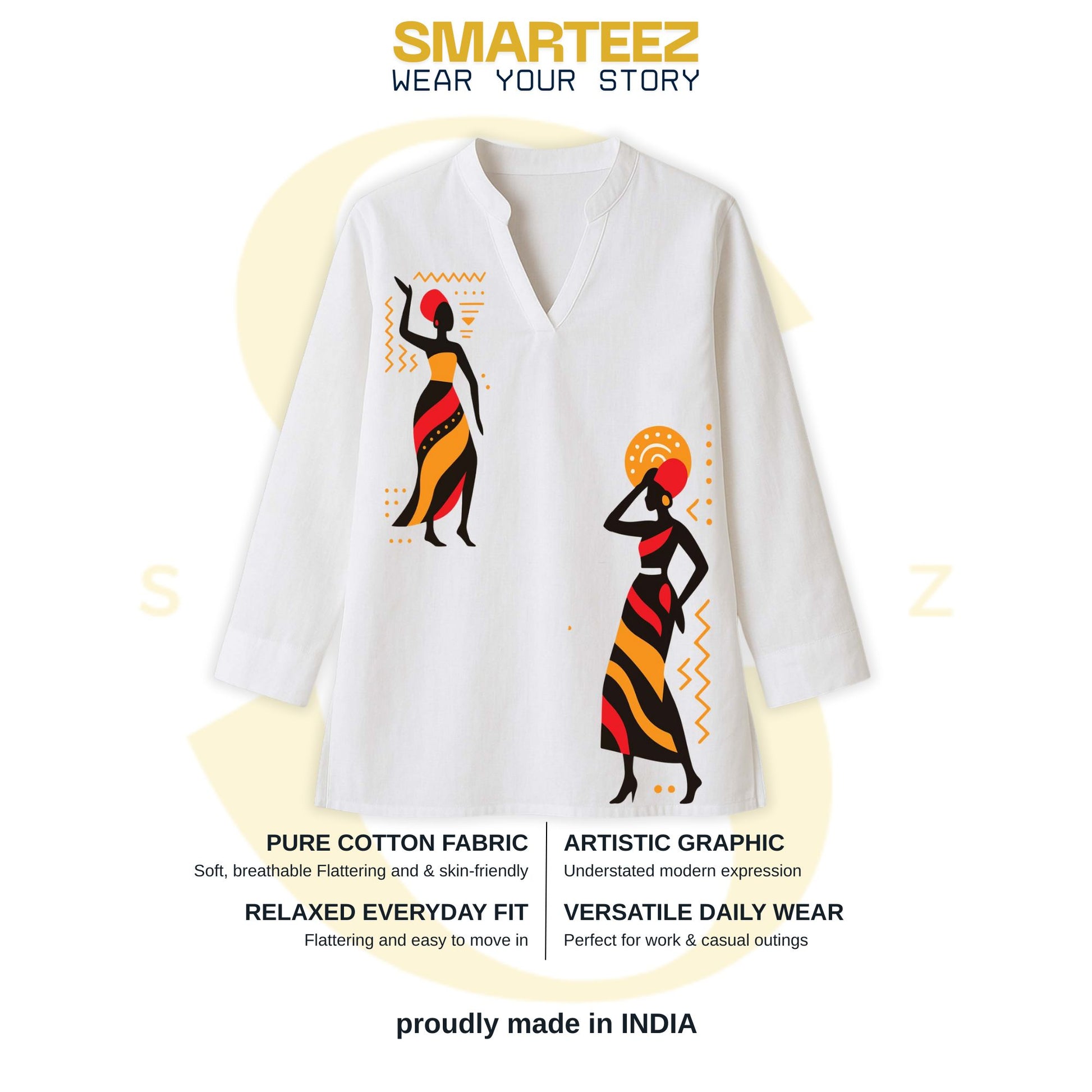 Tribal Grace – Bold Tribal Lady Kurti for Women