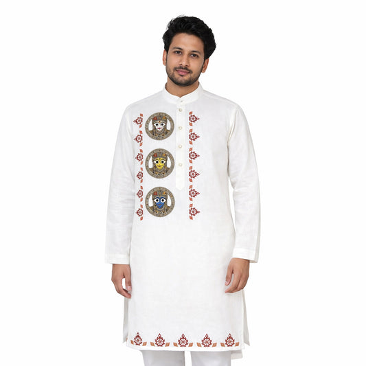 Jagannath Trinity White Cotton Kurta (Panjabi) for Men