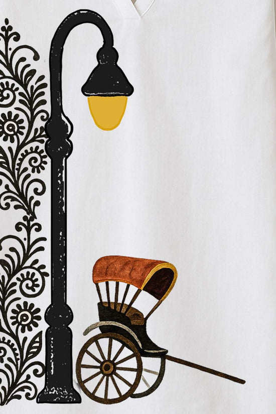 Vintage Kolkata Graphic Printed Kurti for Women