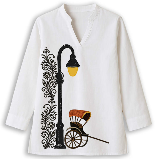 Vintage Kolkata Graphic Printed Kurti for Women