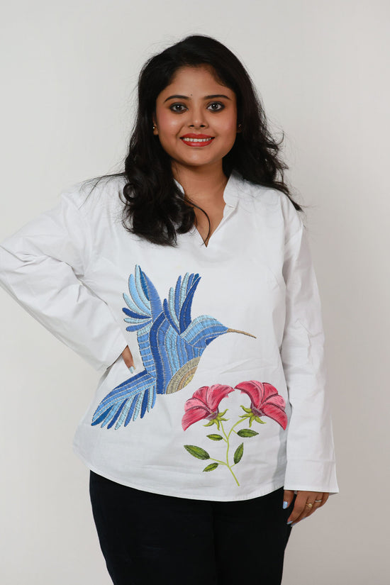 Hummingbird Harmony – Printed Kurti for Women