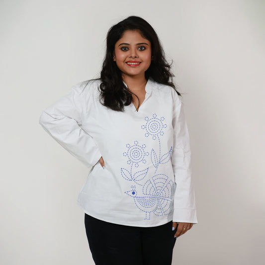 Bengali Heritage Kantha Stitch Inspired Kurti Design for Ladies
