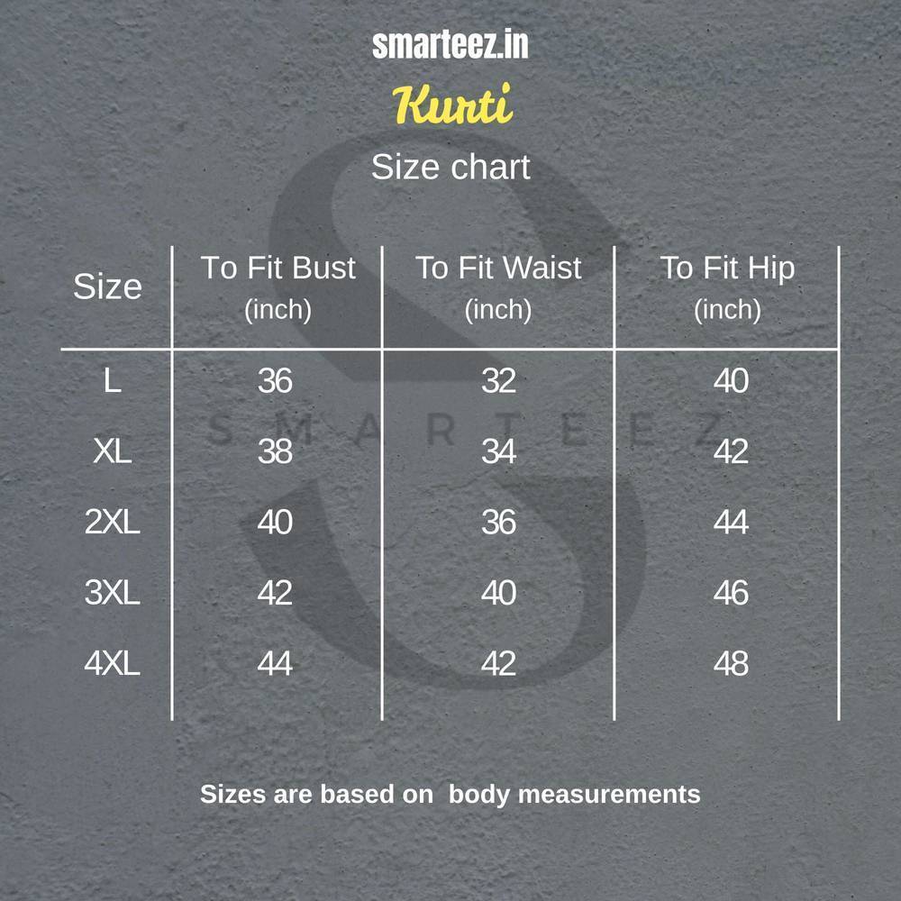 Size Guide for Smarteez Kurti for Women