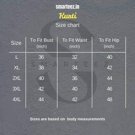 Size Guide for Smarteez Kurti for Women