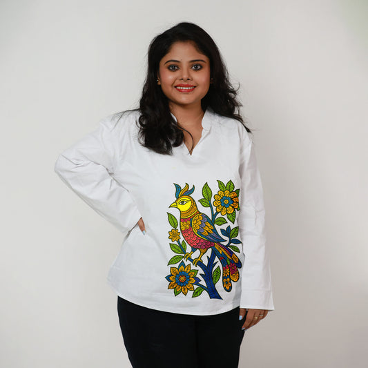 Moina Pakhi – Folk Art Inspired Printed Kurti for Women