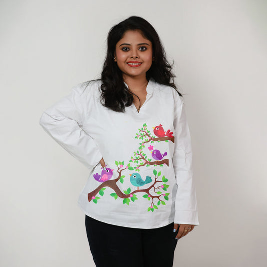 Playful Bird Motif Kurti for Women