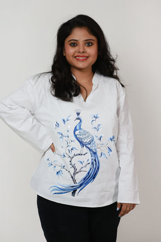 Regal Blue Peacock Kurti for Women