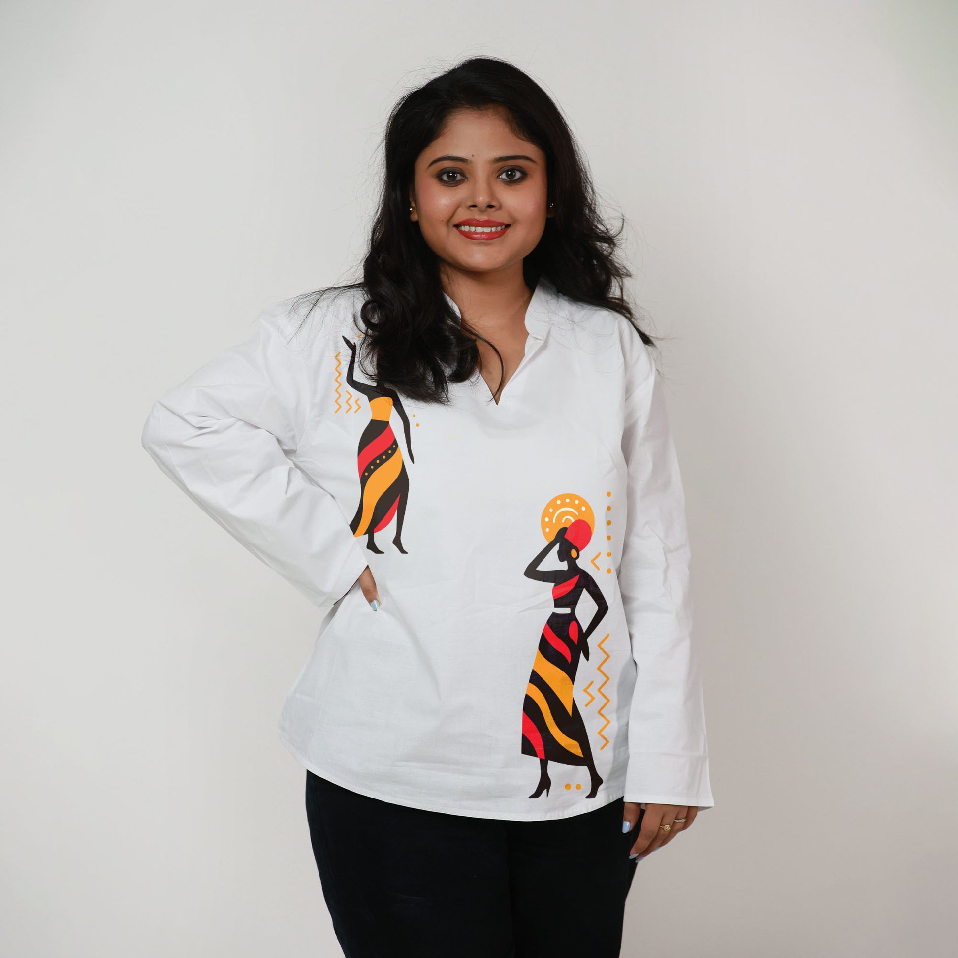 Tribal Grace – Bold Tribal Lady Kurti for Women